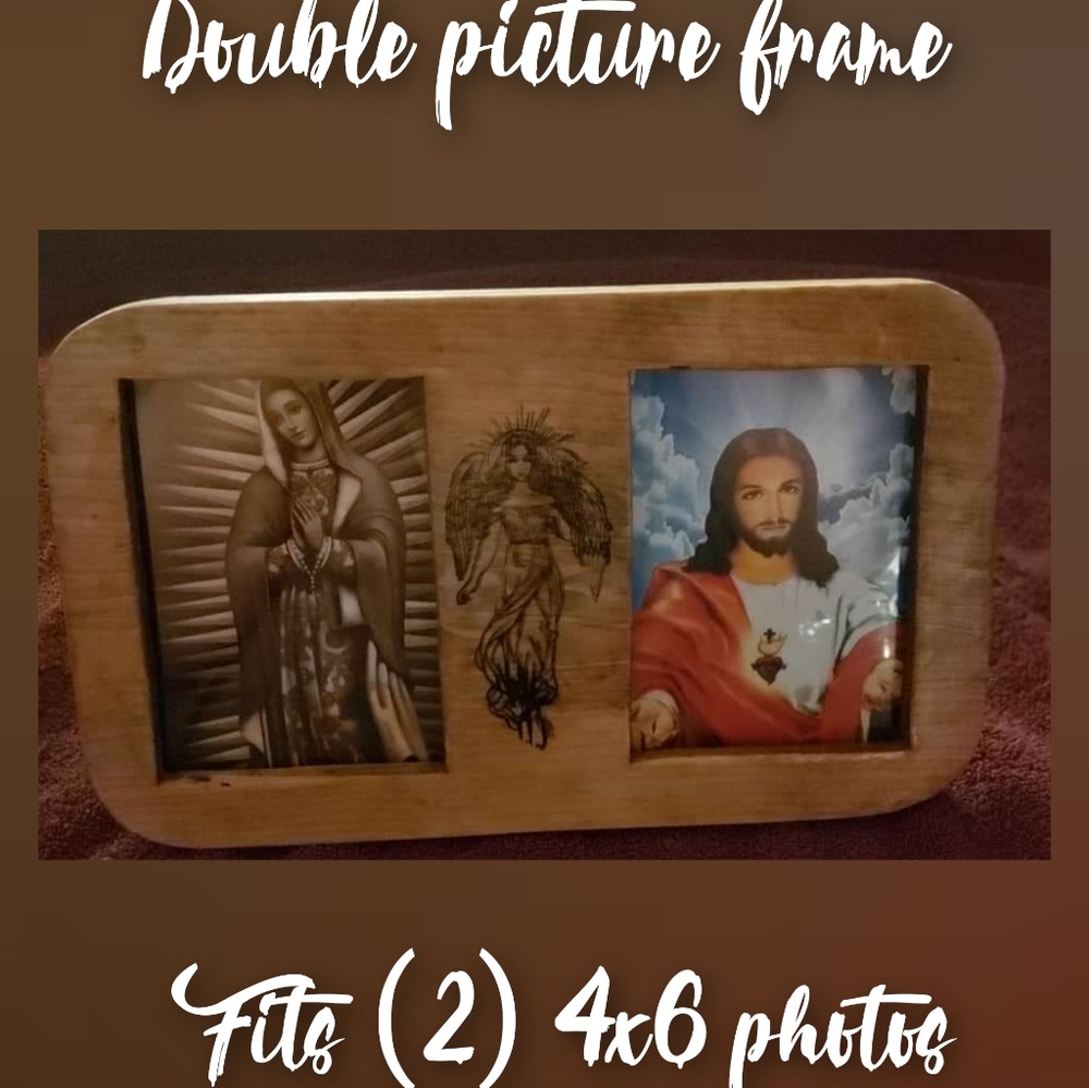 Wooden double picture frame